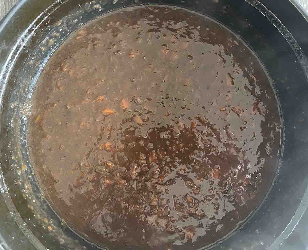 gravy in the dish.