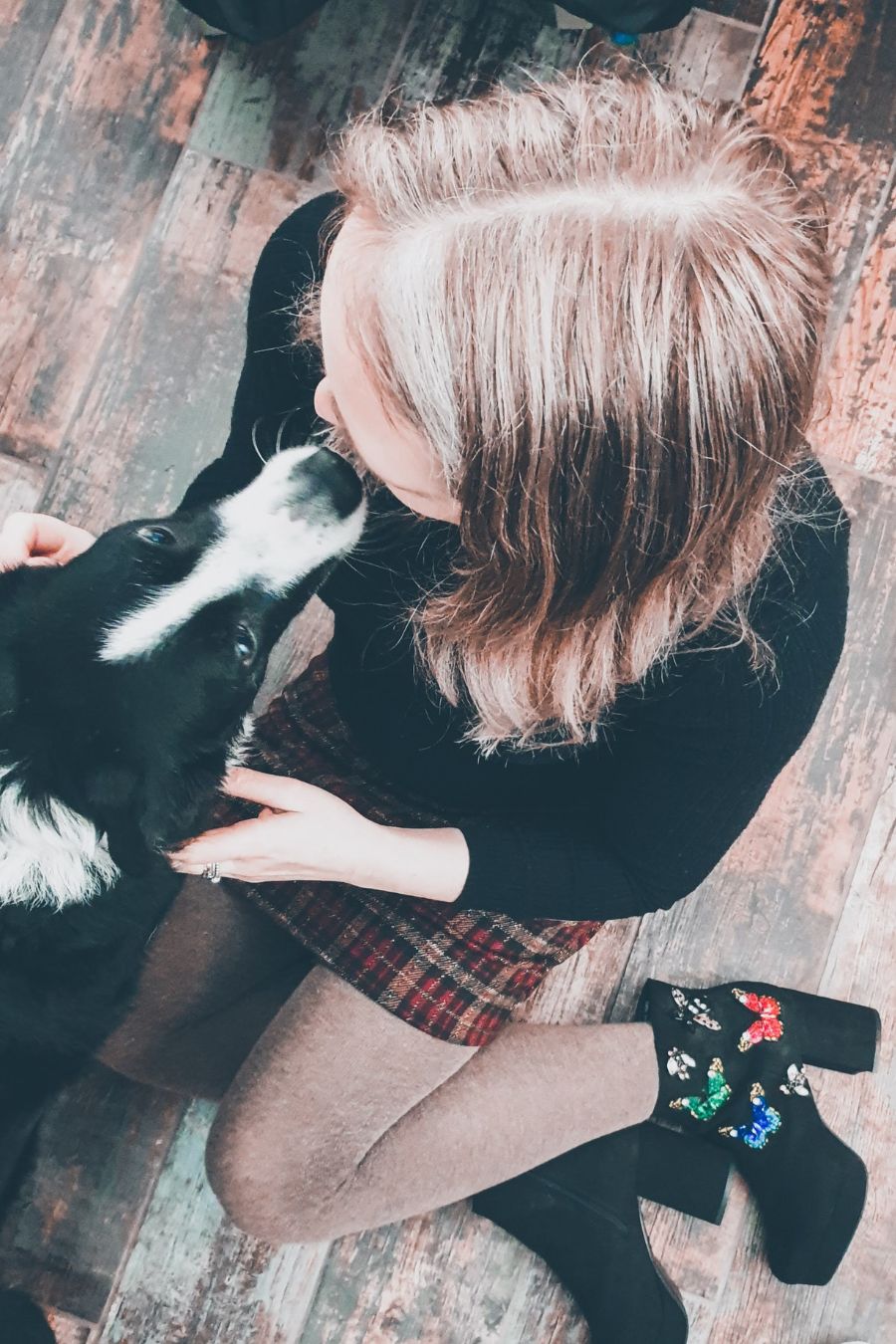 Sparkly Tartan Skirt And Beautiful Butterfly Boots