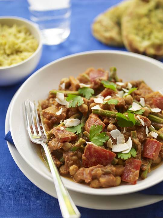Butternut Squash, Coconut, Chickpea Curry With Toasted Coconut Flakes