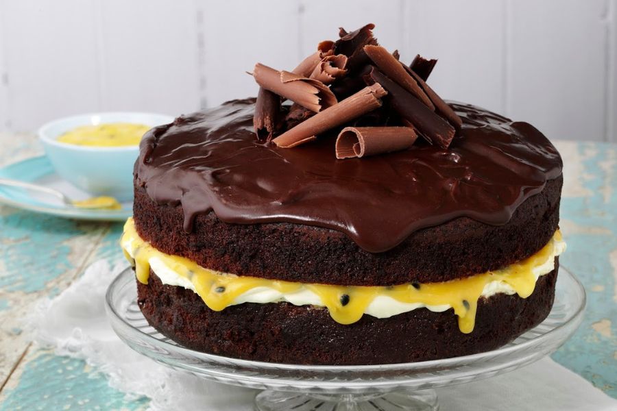 Divine Chocolate And Passionfruit Curd Layer Cake