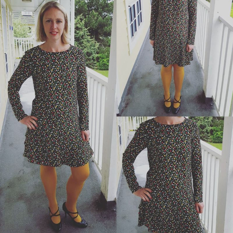 Mustard Tights And Printed Dress