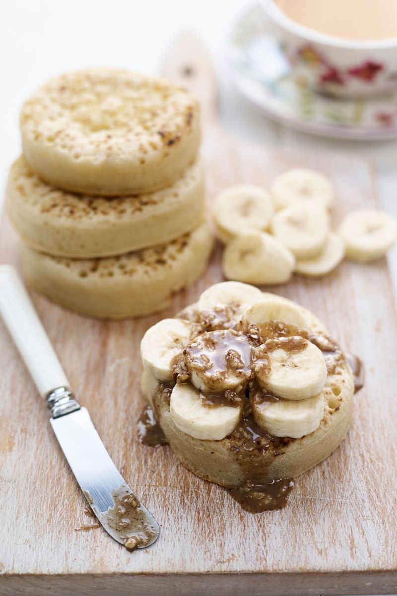Pecan and Banana Crumpets