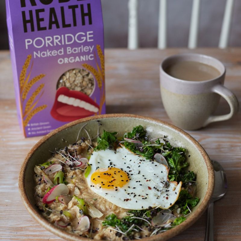 How To Make Miso, Barley Porridge With Winter Greens And Fried Egg