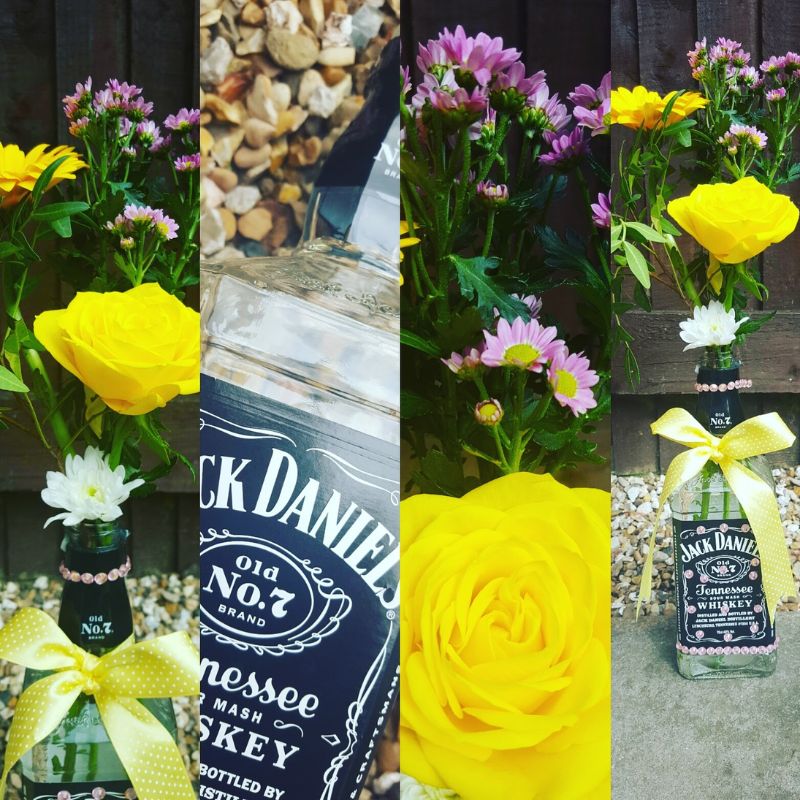 Up-cycled Jack Daniels Bottle Into A Flower Vase