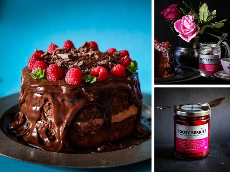 A Berry Boozy Chocolate Cake