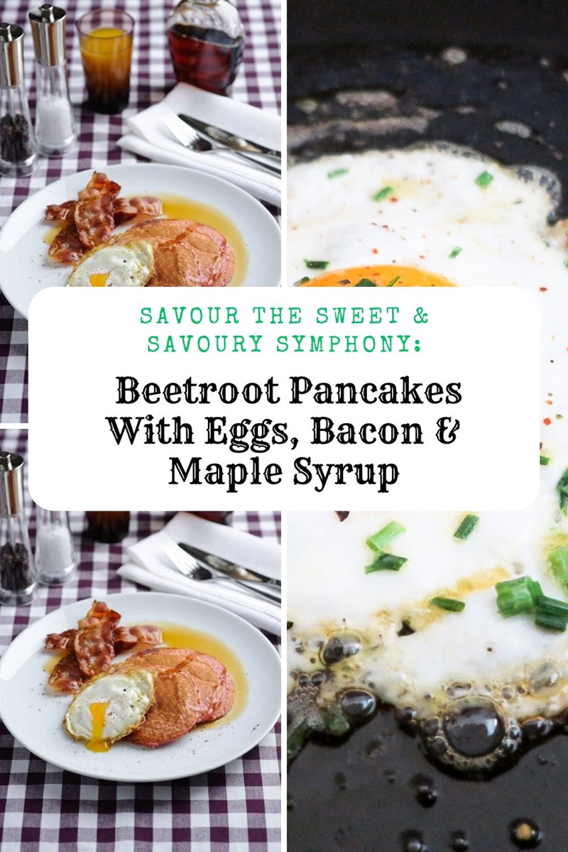 Beetroot Pancakes With Eggs, Bacon & Maple Syrup