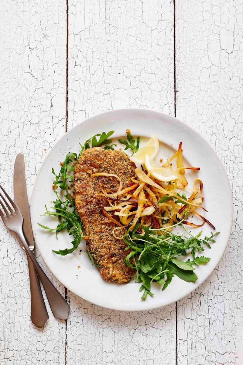 Turkey Schnitzel With Parsnip Chips
