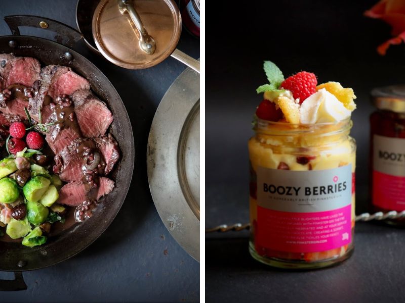 Venison with Raspberry And Bitter Chocolate Sauce And A Boozy Berries Trifle