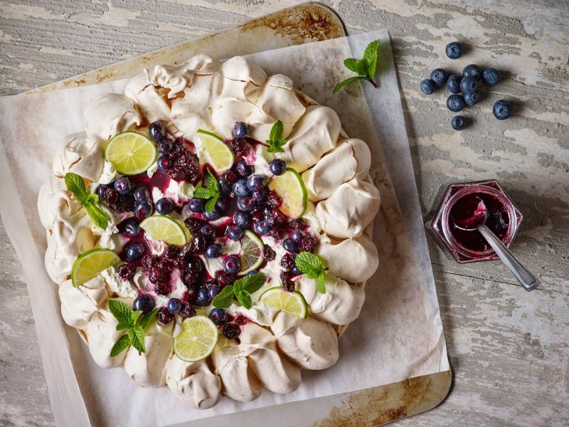  Blueberry, Lime and Chia Seed Pavlova