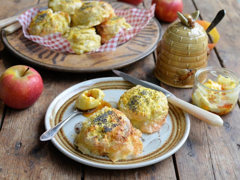13 Tasty Scone Recipes For Afternoon Tea Le Rustique Camembert and Apple Scones with Honey Butter