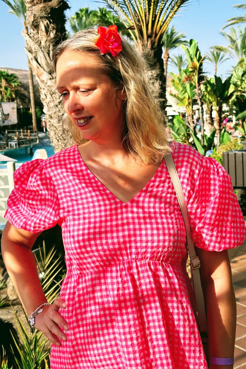 Styling A Hot Pink Gingham Dress In Summer