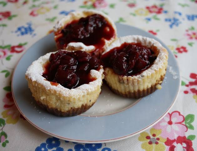 Lemon Curd And Cherry Mini Cheesecakes