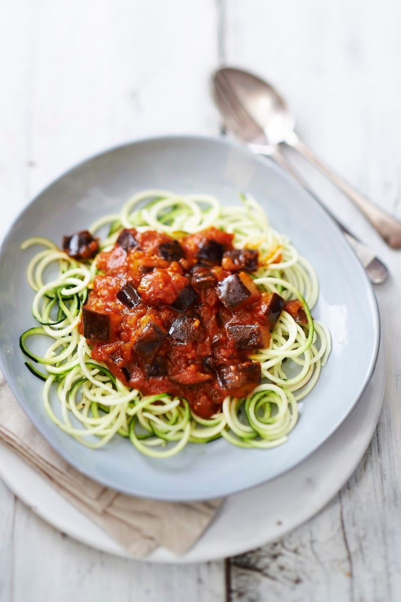 How To Make Aubergine Sauce With Courgette Spaghetti