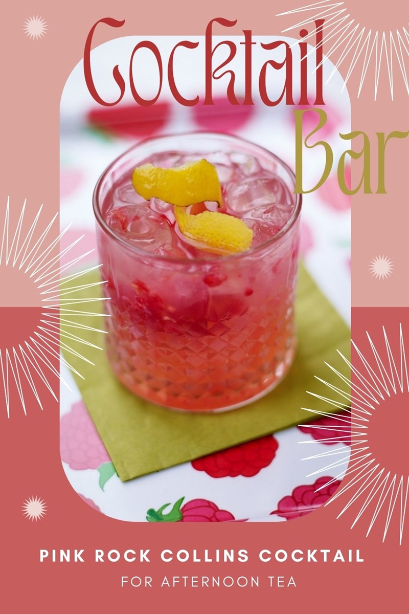 Pink Rock Collins Cocktail For Afternoon Tea