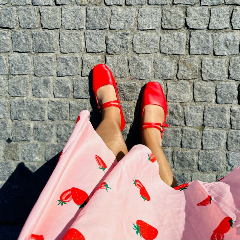 Styling A Pink Strawberry Dress In London Near Tower Bridge