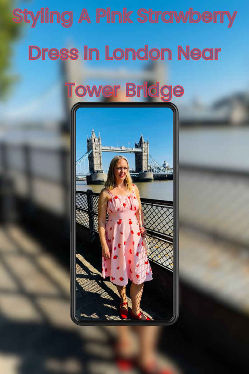 Styling A Pink Strawberry Dress In London Near Tower Bridge