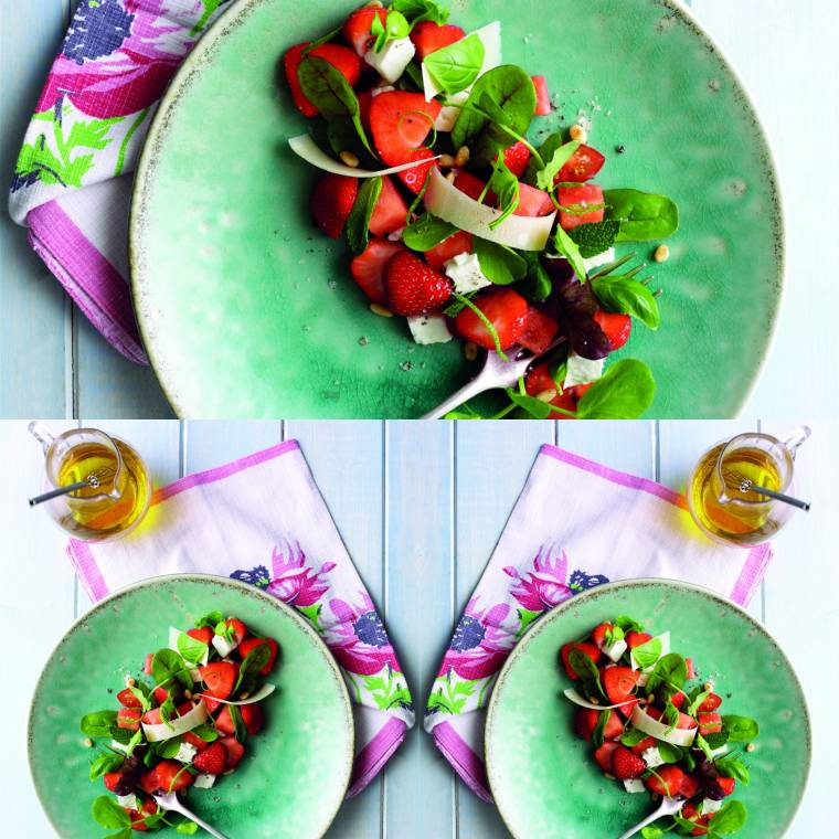 Strawberry And Summer Leaf Salad With Vanilla Salt