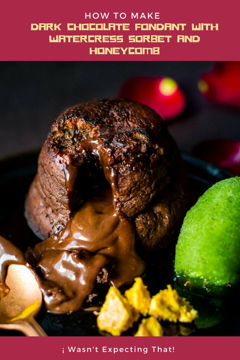 Dark Chocolate Fondant With Watercress Sorbet And Honeycomb