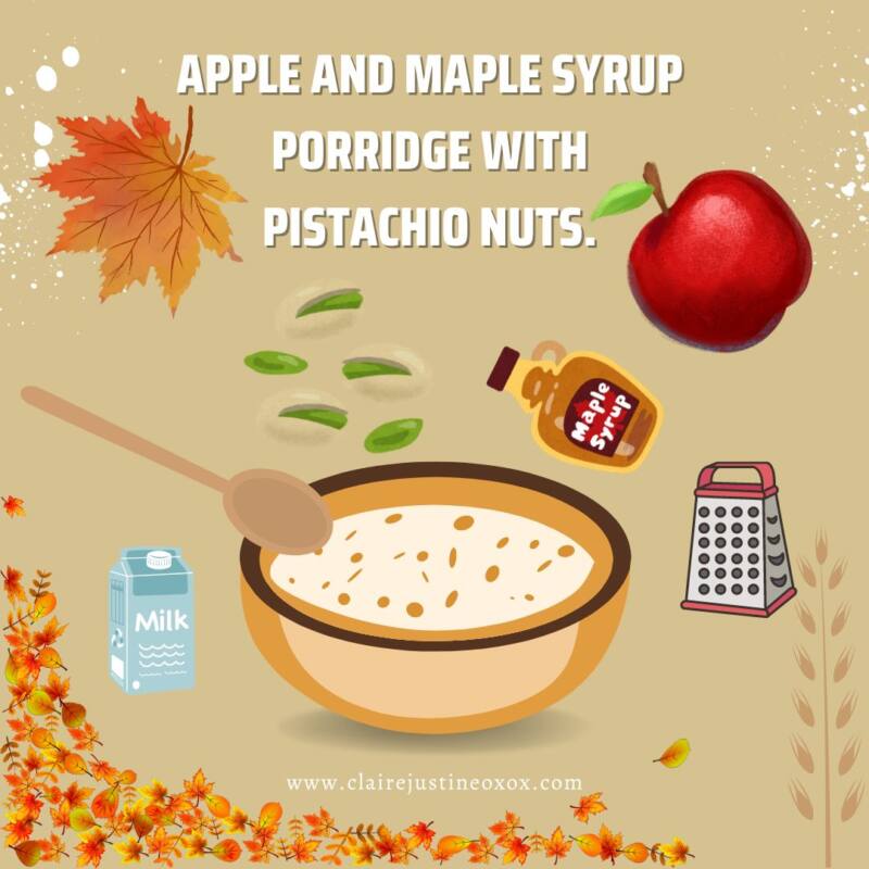 Apple And Maple Syrup Porridge With Pistachio Nuts