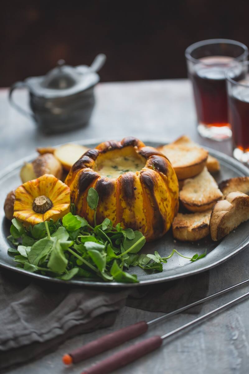 Baked Pumpkin and Watercress Fondue