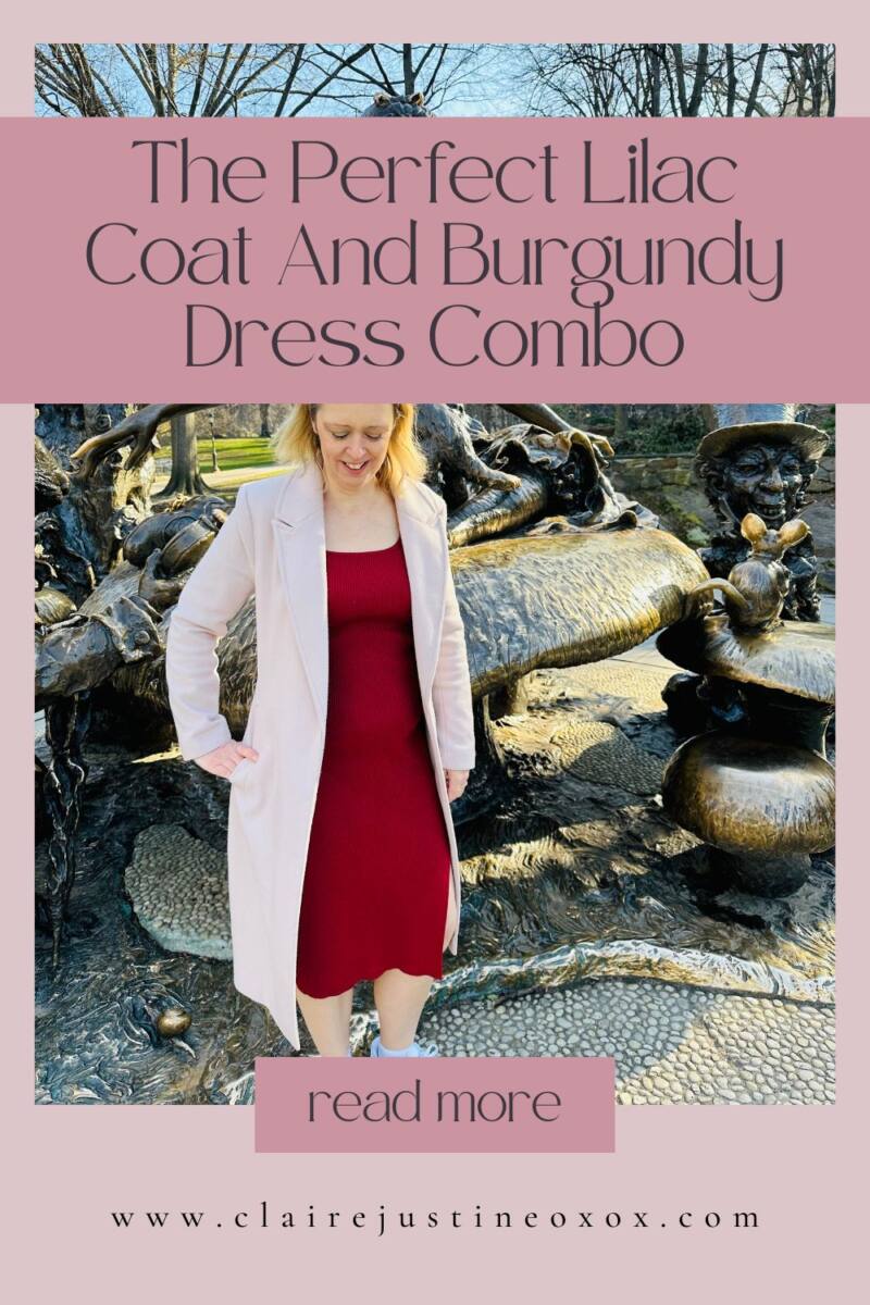 The Perfect Lilac Coat And Burgundy Dress Combo