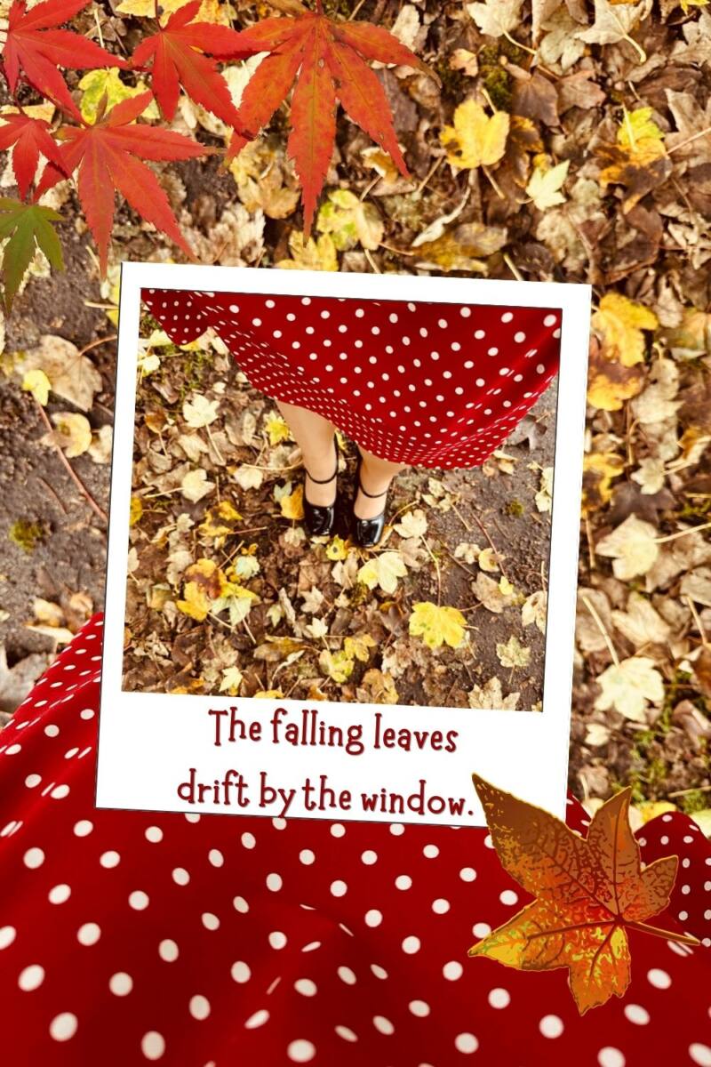 The falling leaves drift by the window