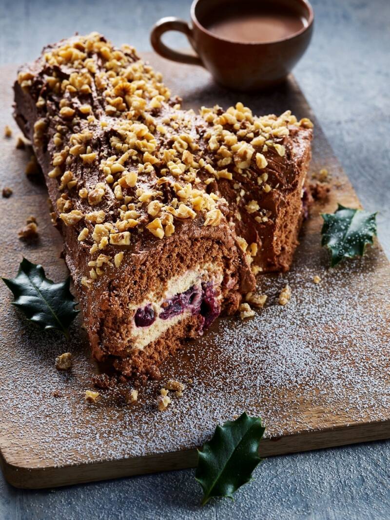 Walnut And Cherry Yule Log Recipe
