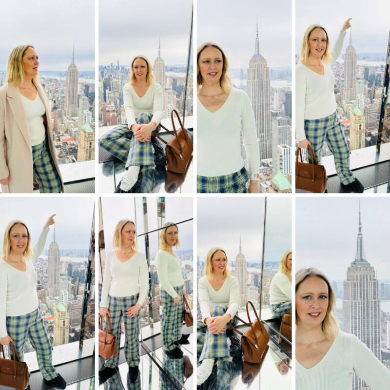 Styling Checked Combat Trousers And A Cream Jumper