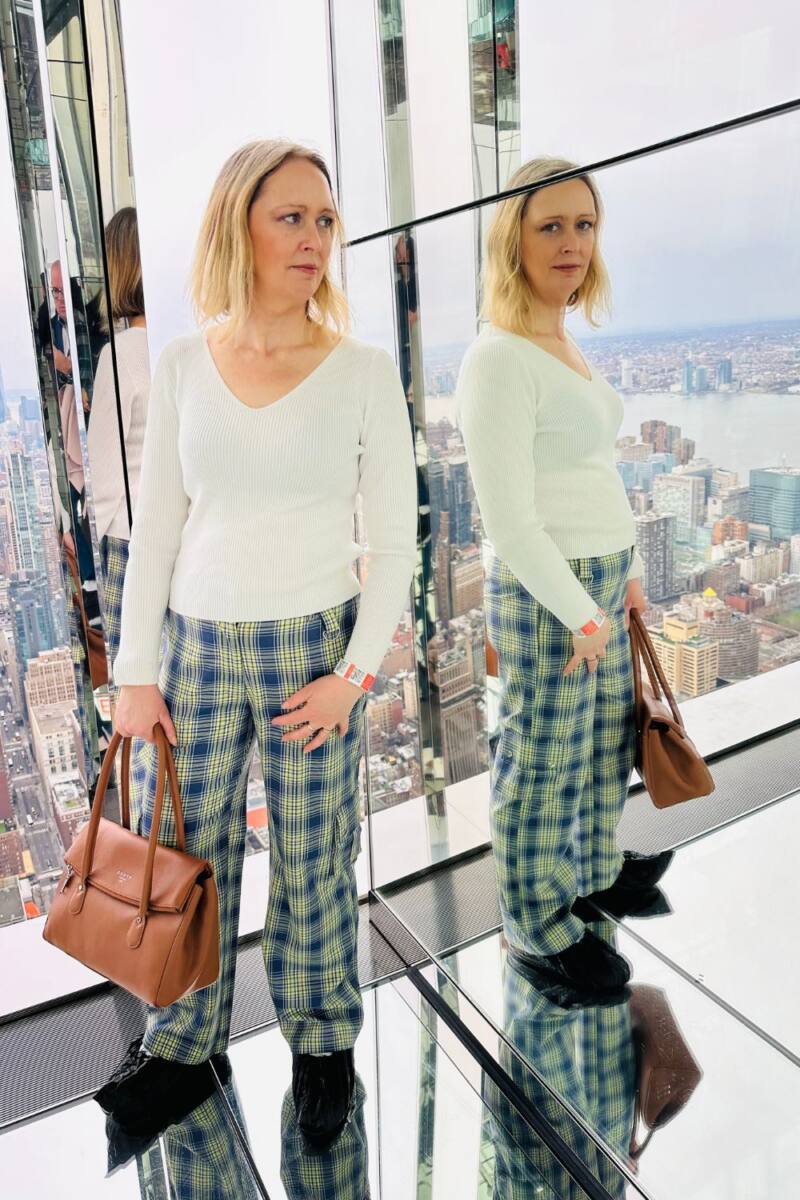 Styling Checked Combat Trousers And A Cream Jumper