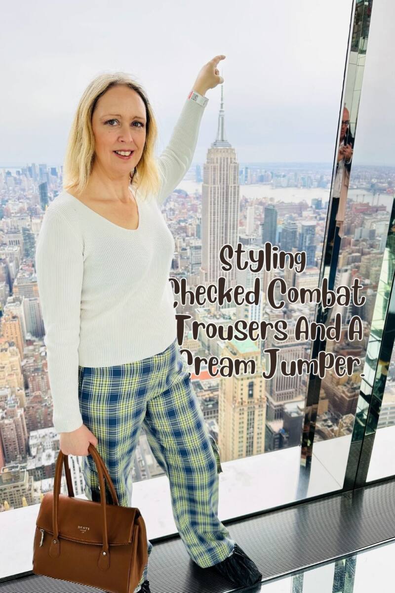 Styling Checked Combat Trousers And A Cream Jumper