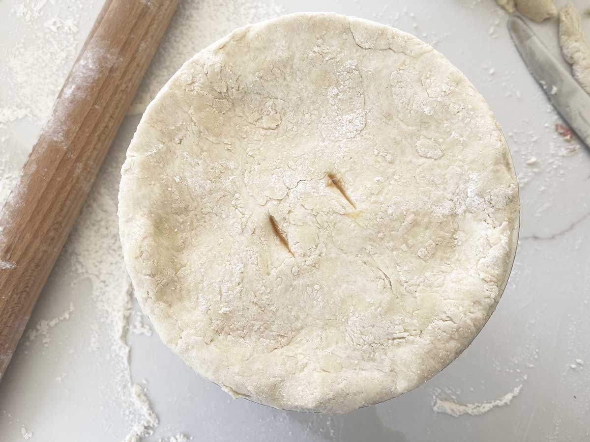 pie ready for steaming.