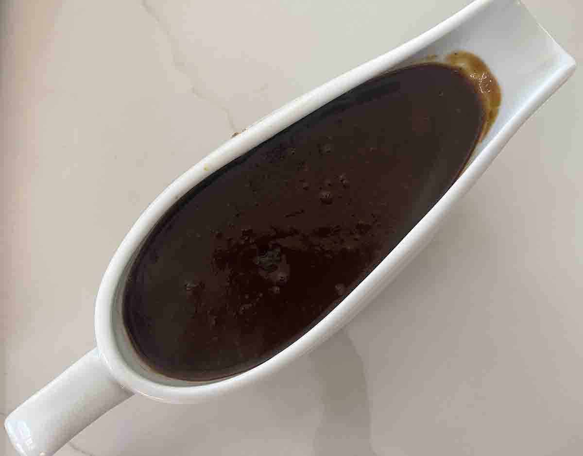 mutton gravy in a gravy boat.