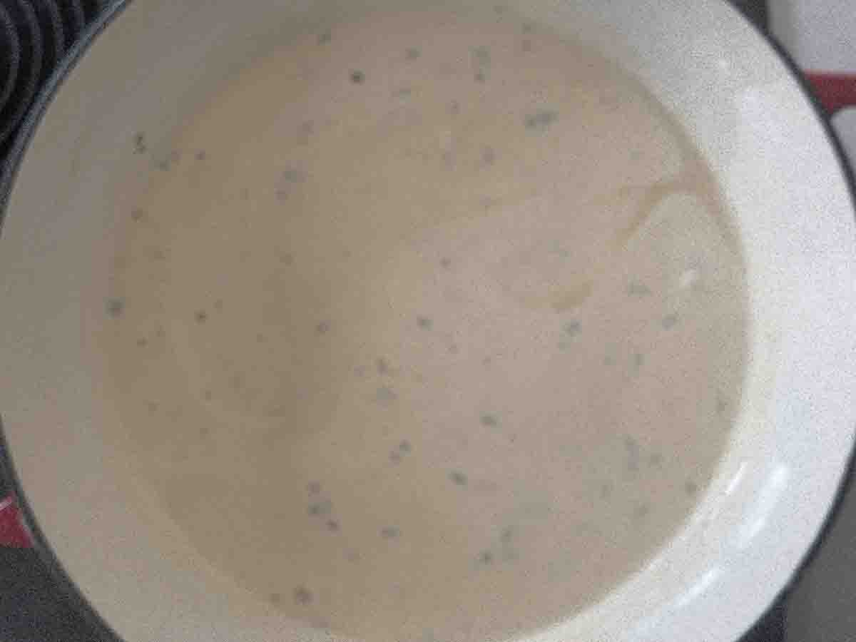with cream and tarragon added.