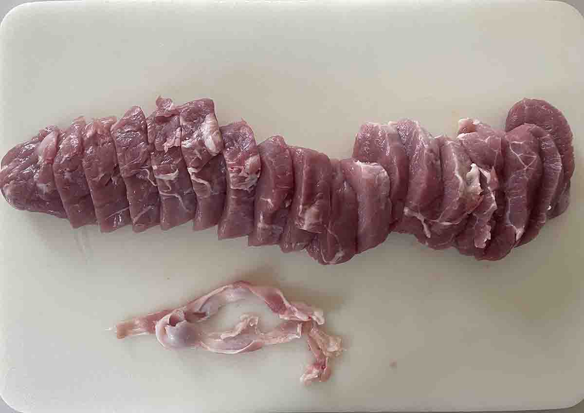 sliced pork fillet.