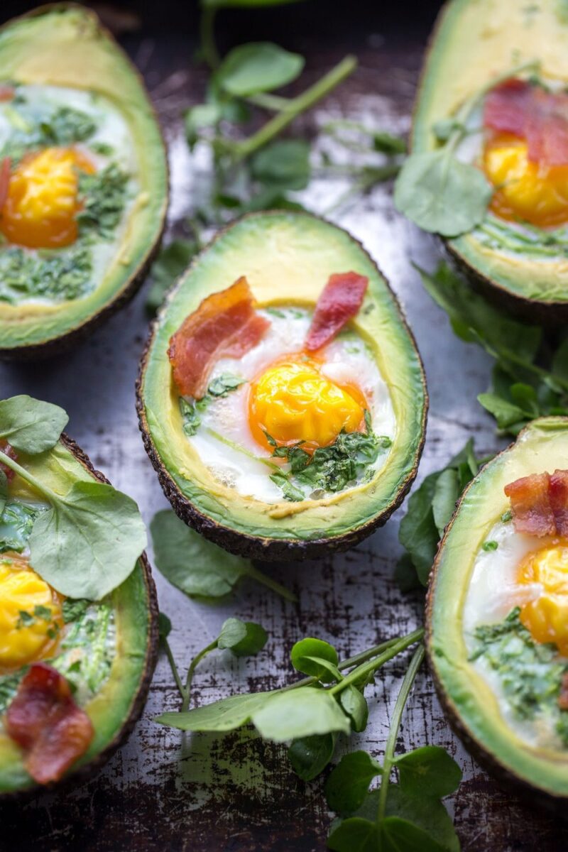 Baked Egg Avocado And Watercress Boats