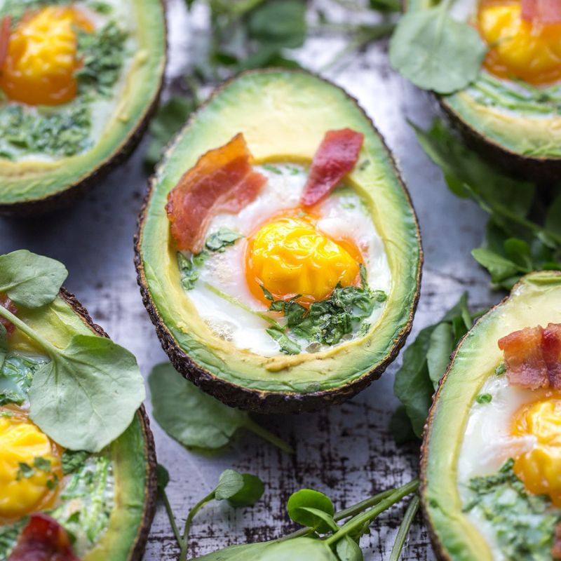 Baked Egg Avocado And Watercress Boats