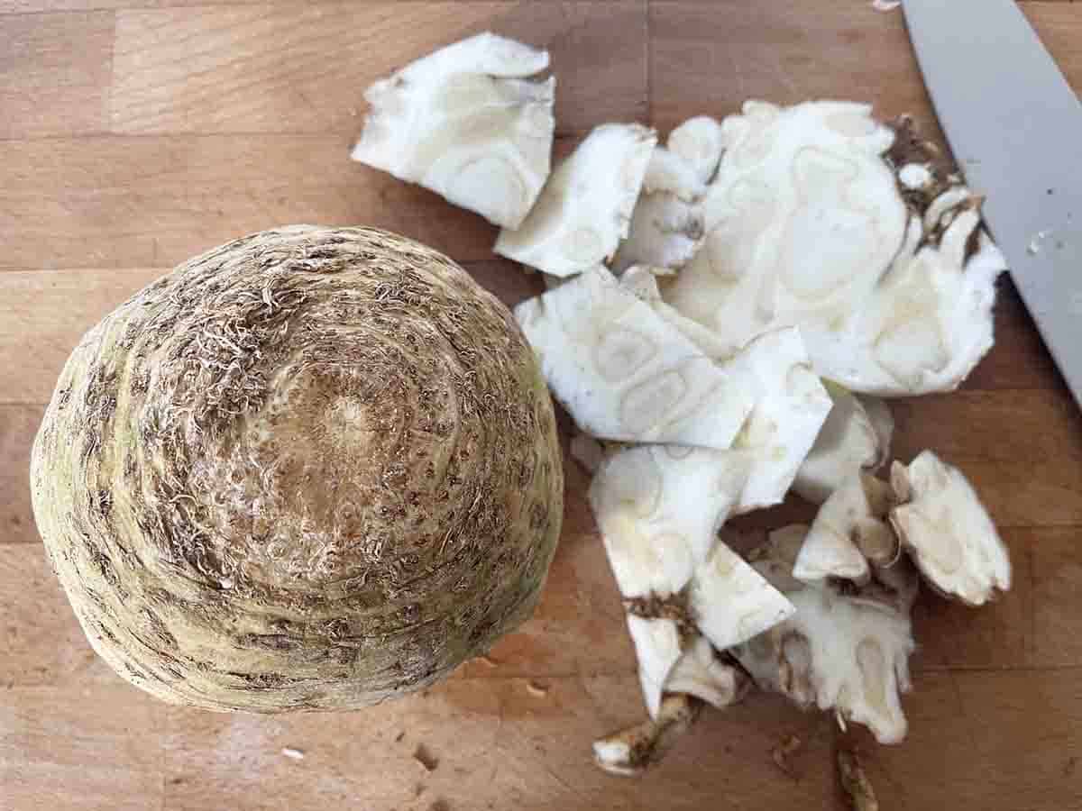 celeriac with peel cut off.