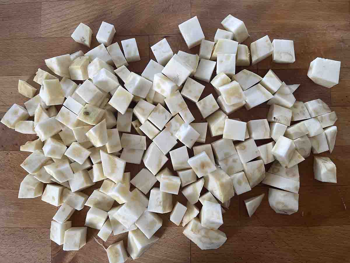 chopped celeriac.