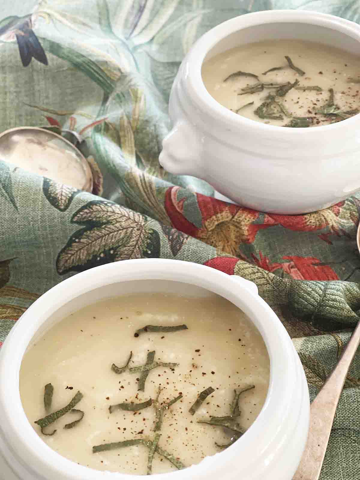 soup in bowls.