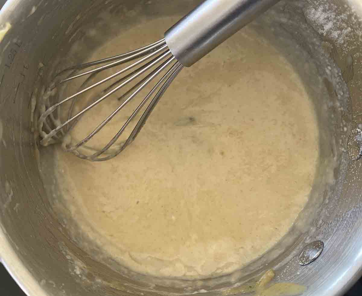 milk added to pan.