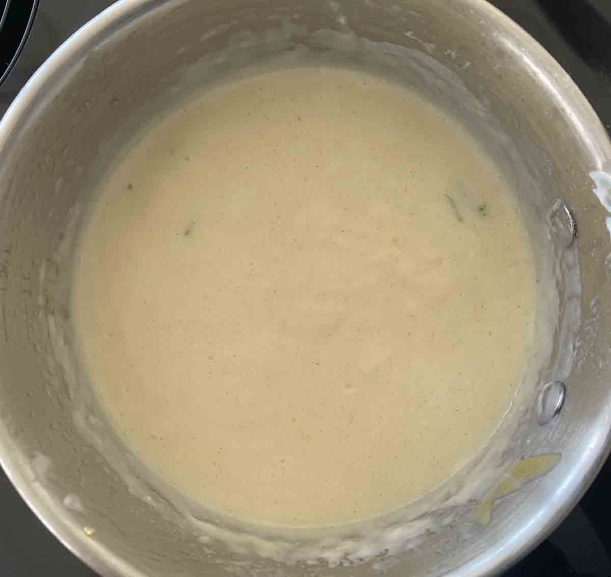 cooked sauce in pan.