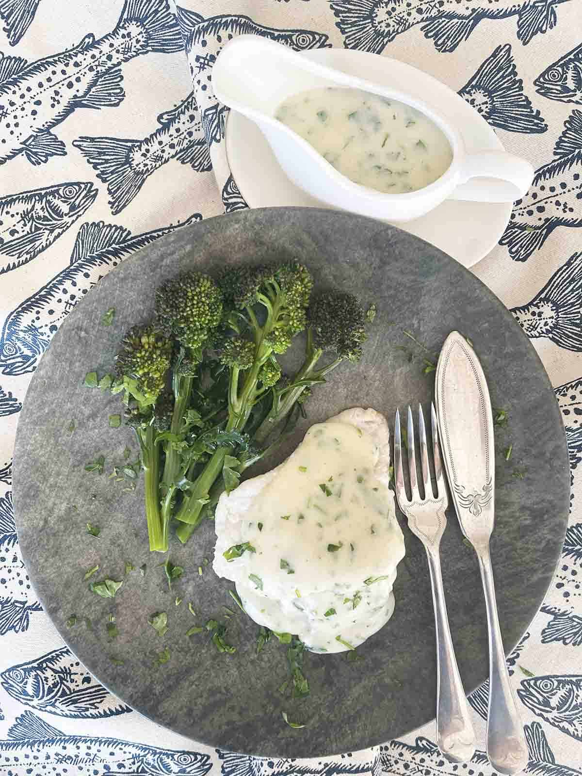 cod in parsley sauce.
