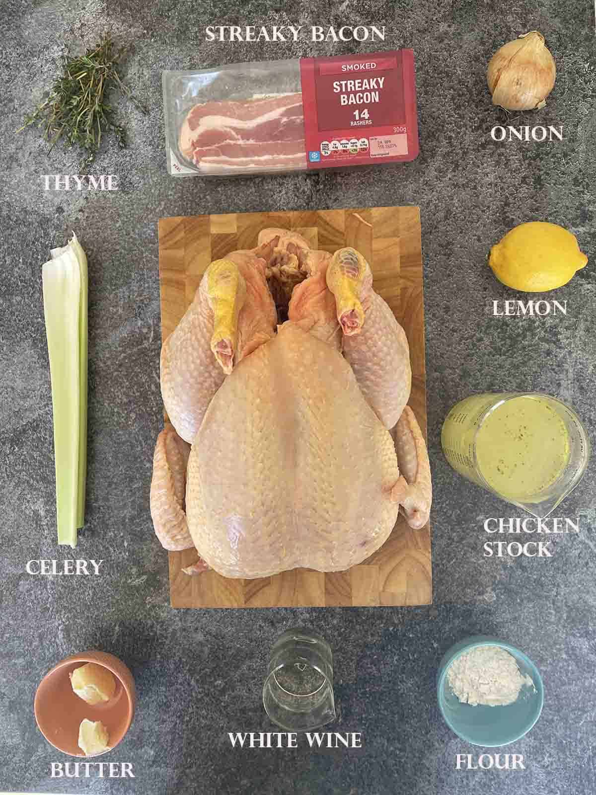 ingredients including cockerel, celery and onion.