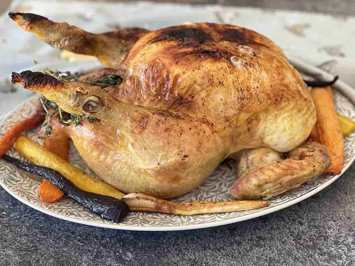 roasted cockerel ready to serve.