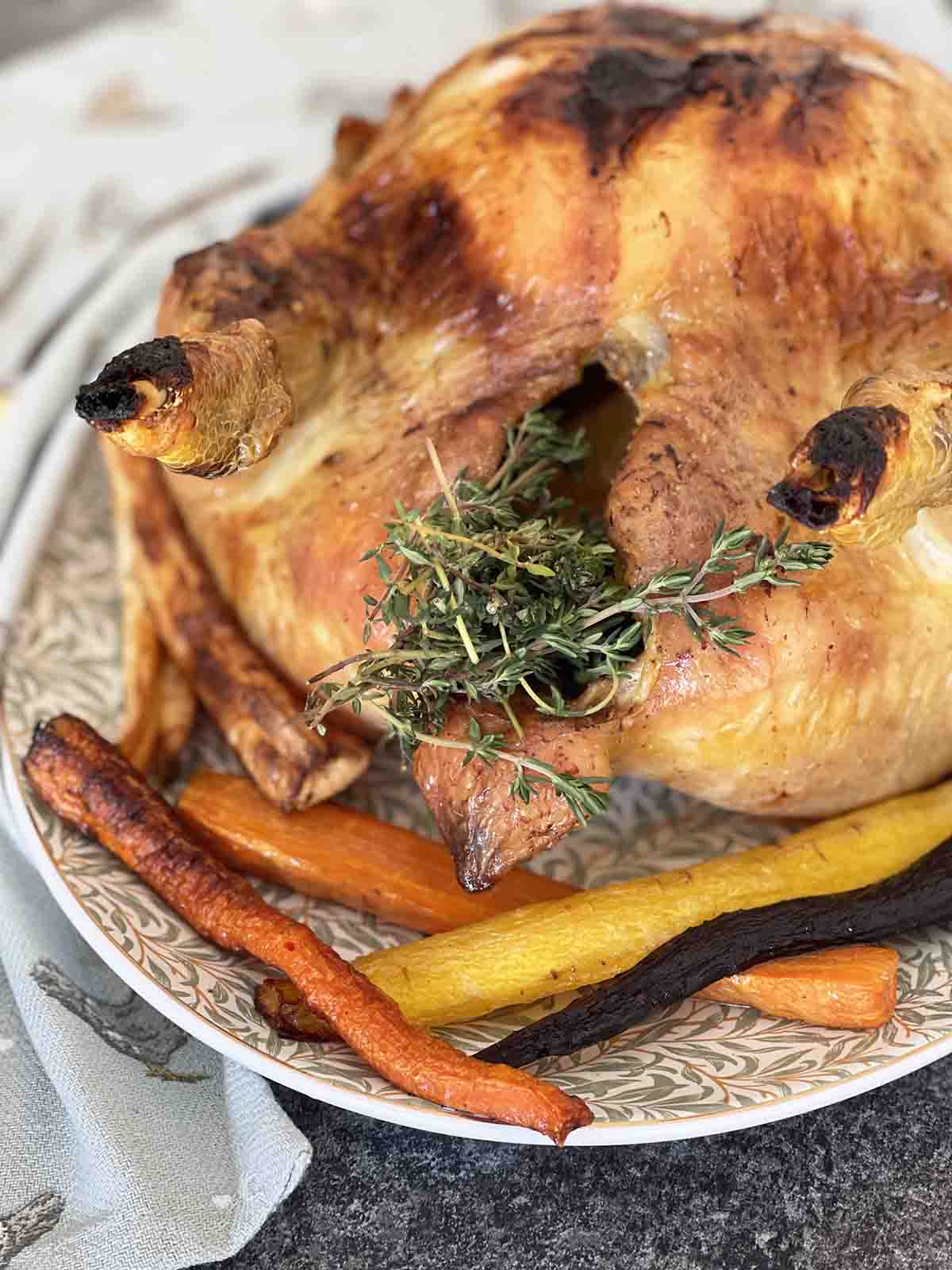 roasted cockerel ready to serve.